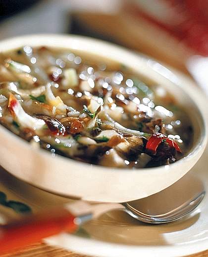 zuppa rustica di orzo, verdure, carote, cipolla, sedano, patate, speck, buonissima con il bimby